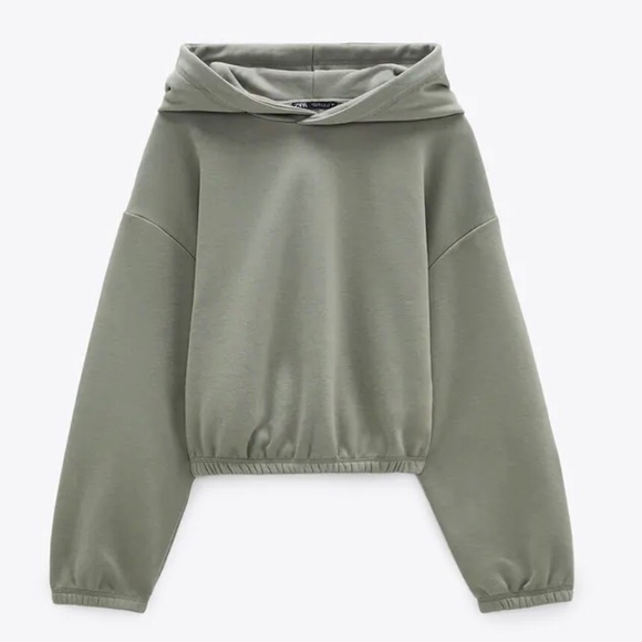 ZARA Cropped Hooded Sweatshirt - Picture 2 of 7